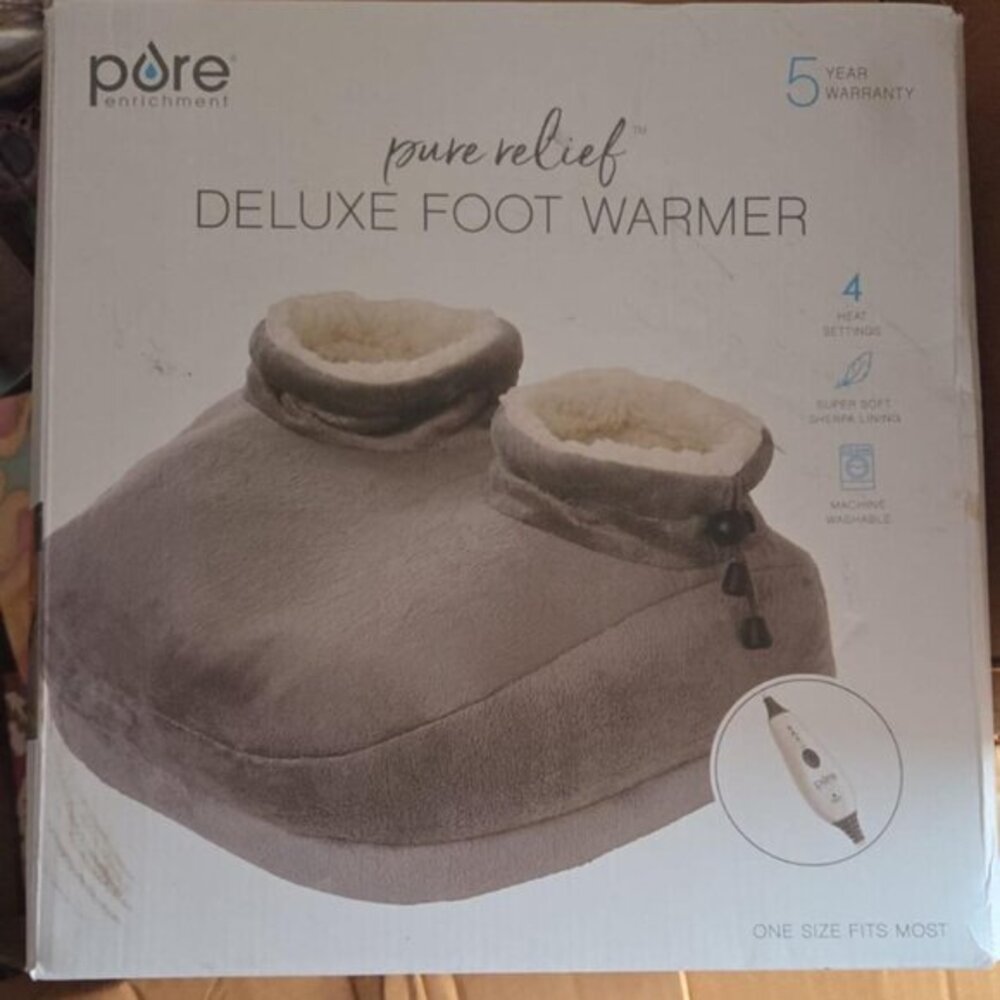 Pure Relief Deluxe Foot Warmer - New in Box, Cozy Sherpa Lining,
